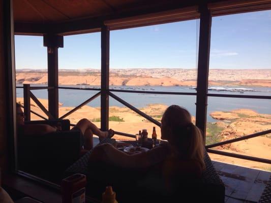 The view is incredible with indoor and outside seating.