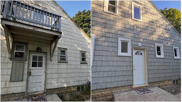 before/after side of home (they removed the porch for us)