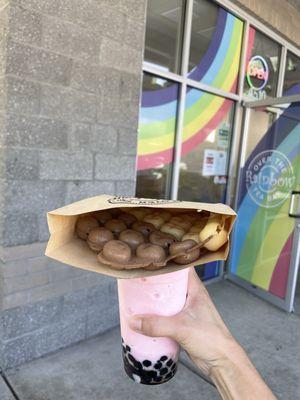 Guava milk tea with boba