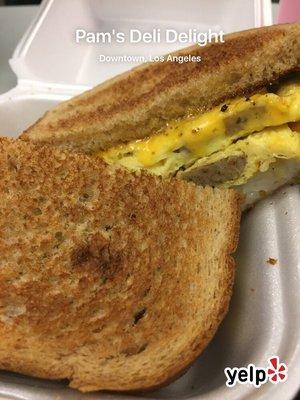 Sausage and hash brown sandwich $4!