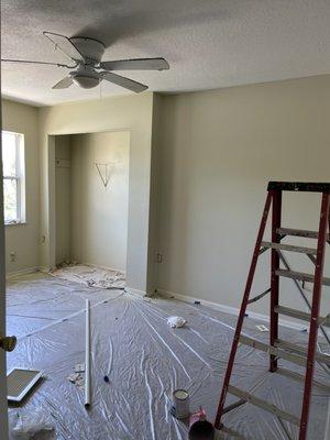 Interior painting with carpet