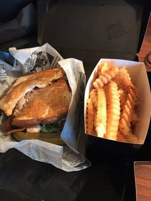 Turkey sandwich and fries. Very good