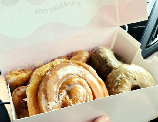 Cinnamon Roll Glazed, Blueberry Glazed, Twist Glazed