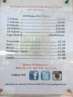 Prices and times
