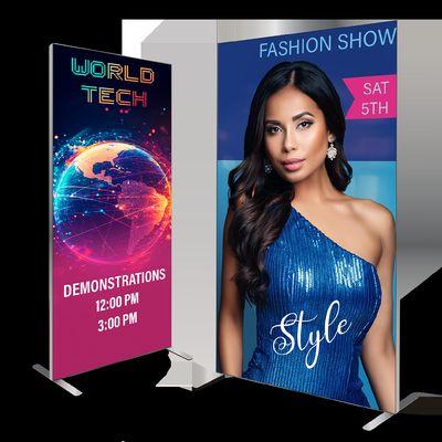 Retractable banners to establish your presence or message. highly valuable tool for events