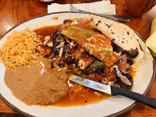 Nopal Relleno de res. It may look a little messy but mannn is it good!!