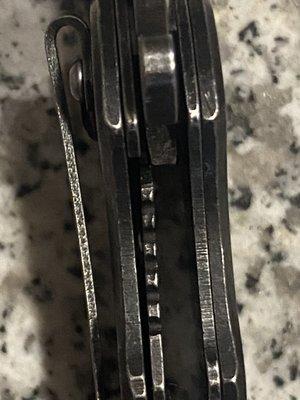 Locking mechanism won't work because the end of blade is cut wrong.