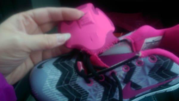 You can see where the tongue came unstitched.   Guess I'll go home and sew it myself!