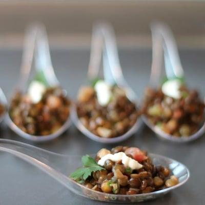 lentil prosciutto spoons