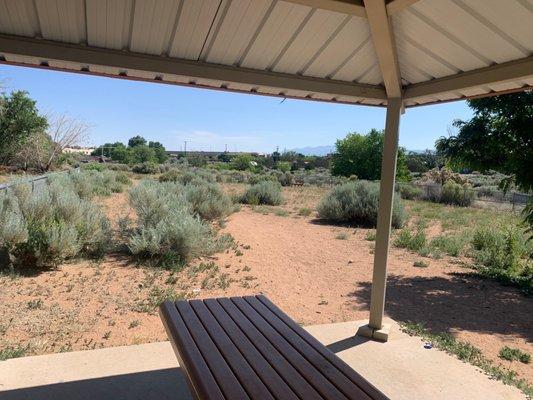 Dog park and picnic table