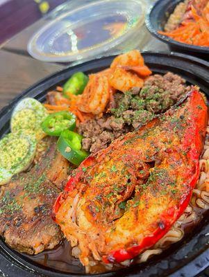 Lamb, Lobster, Steak