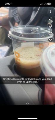 Half filled coffee that was full price.