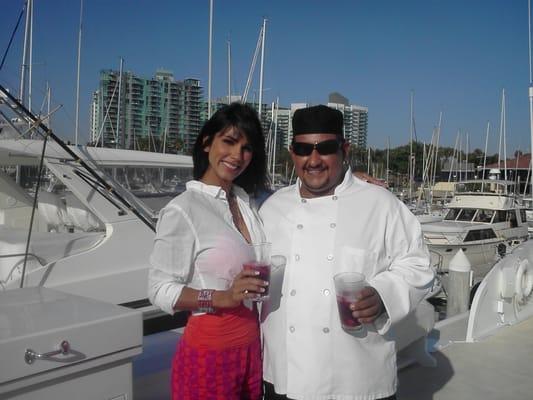 Sunday afternoon cooling off at former Judy Garlands yacht with Chef Tati Polo