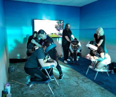 Chair massage services at work