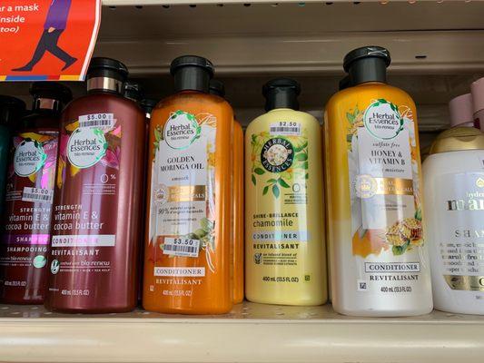 4 conditioners- 3 different prices and 1 not marked