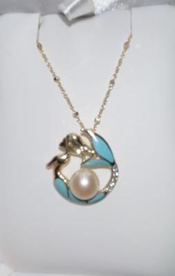 Circle mermaid setting with Saturn cable chain