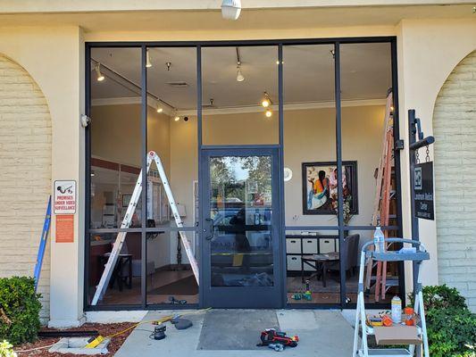 End of 1st day, Old storefront glazing/metal removed and new framing put in