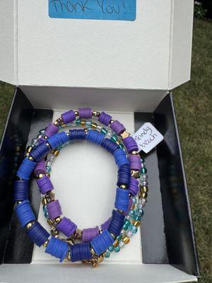 Handmade jewelry -- two bracelets and a necklace -- that are skillfully made, fashionable, and comfortable!