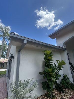 Dark grey 6" square gutters with square downspouts