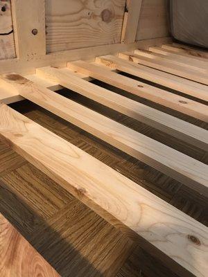 Thickness of slats did trundle frame. All CUSTOM MADE!!