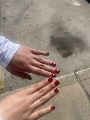 Lady bug shellac nails