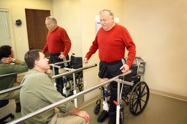 Kyle Eckhart (CPO) helps a patient for the perfect fit.