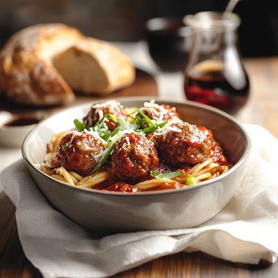 Delicious Meatballs Marinara Spaghetti