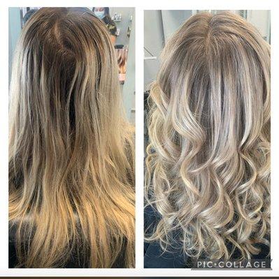 Highlights, toner haircut and blow dry.