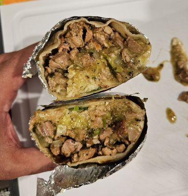 Special All Meat Chili Verde Burrito