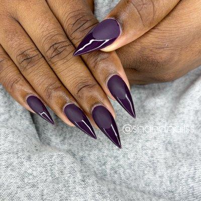 Stiletto Full set with Gel Polish, Matte to Shiny French Tip