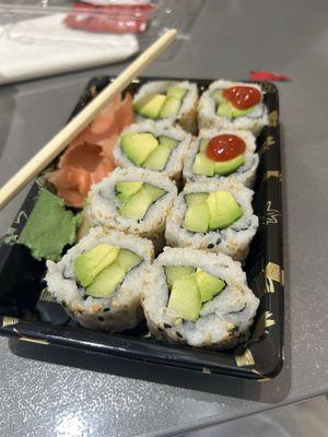 This is the vegetable roll cucumber and abocado with sesame seed on top