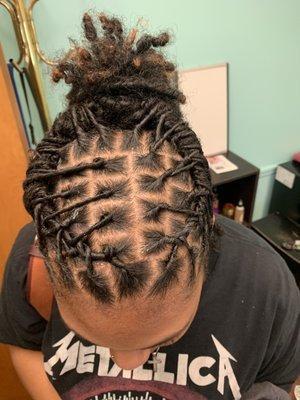 Barrel braids half up half down