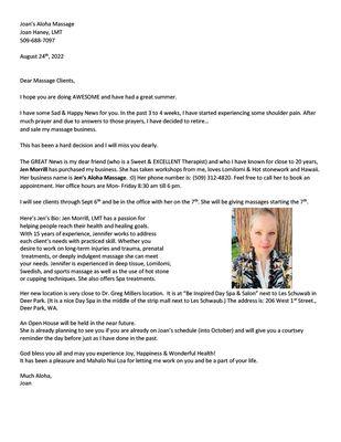 Joan's Retirement Letter