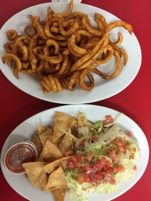 Fajita burrito and curtly fries. Huge portions!