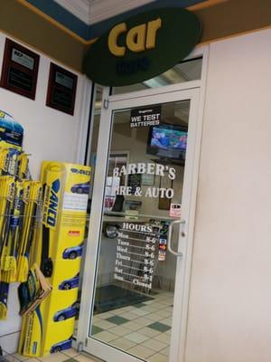 Door to the auto shop. You have to walk through the mini mart.