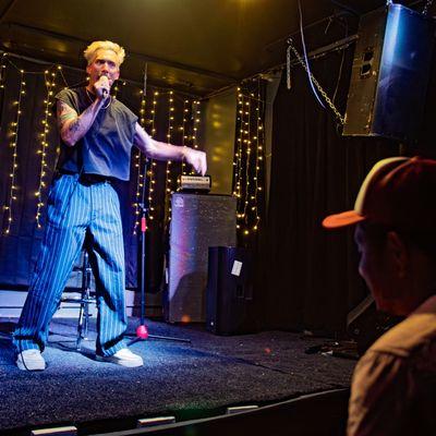 A comedy show at South Street venue Nikki Lopez in Philadelphia - dynamic photography by Bonfire Media Collective.