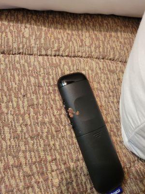 Remote tossed on the best with what looks like poop of chocolate.