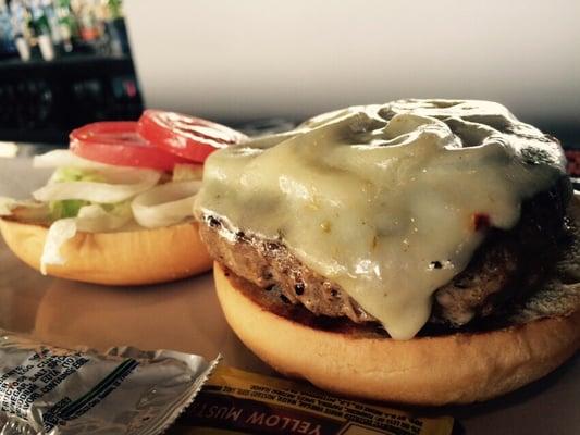 Swiss mushroom burger