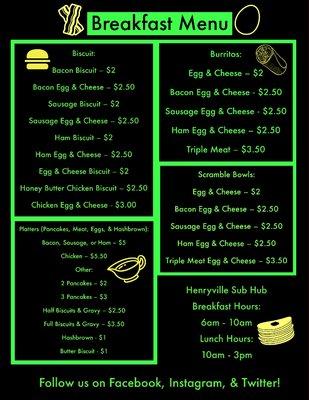 Our Breakfast Menu!