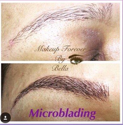 Microblading eyebrow semi permanent tattoo