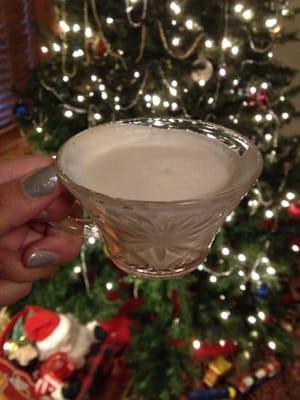 The Burges House is elegantly decorated for the holidays. Pictured: A lovely (and spiked) egg nog which is an old Burges family recipe!