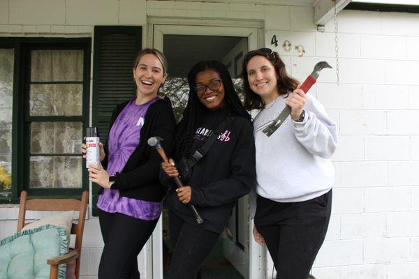 Volunteers ready to work and make this home safe again.
