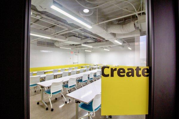 CREATE Training Room (17th floor) Seats up to 40 - Dry-erase desks, dry-erase wall, projector, flexible seating arrangements, city views
