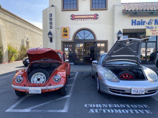 1972 Volkswagen Beetle and 2001 Porsche Carrera