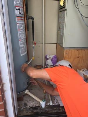 Checking hot water tank