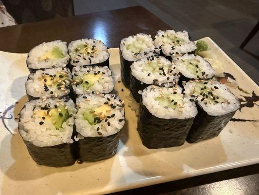 Avocado and cucumber rolls