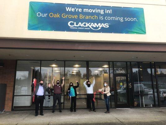 Ribbon cutting with North Clackamas Chamber in early 2021.