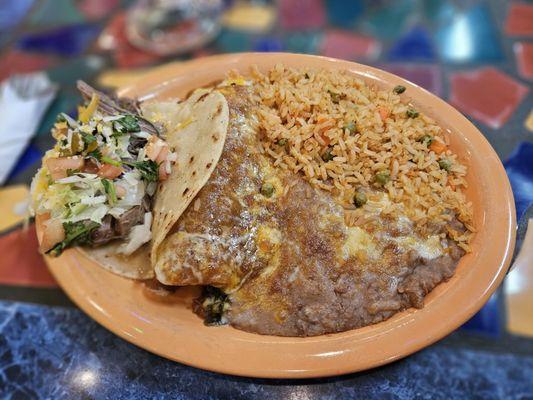 Taco and enchilada lunch