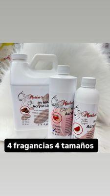 Líquido de acrílico con fragancias 4 tamaños: Galón, 64 onz., 16 onz y 8 onz.