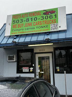 Fred's Auto Removal office in Gresham Or